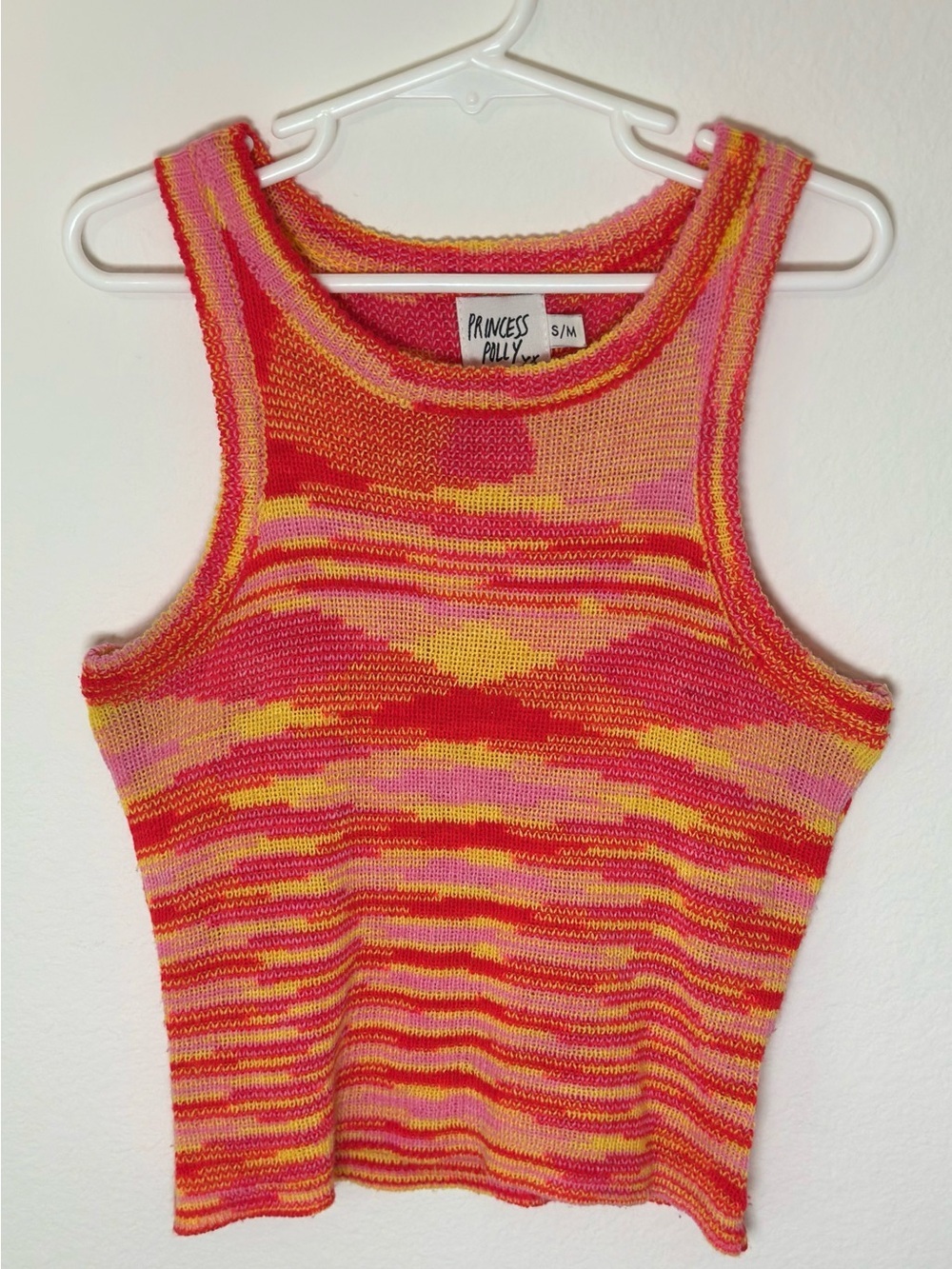 Princess Polly Pink, Red & Yellow Striped Knit Tank